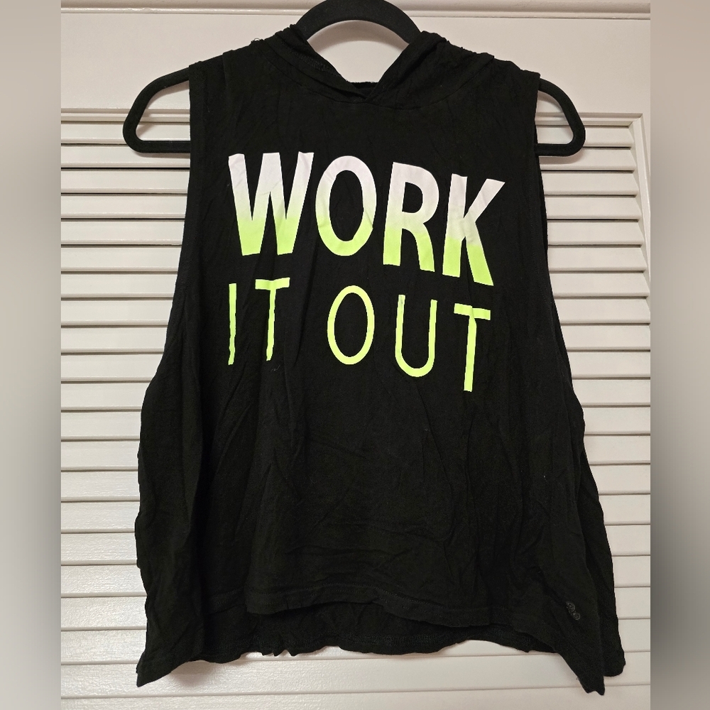 Work it Out Loose-Fit Oversized  Sleeveless Athletic Top With Hood